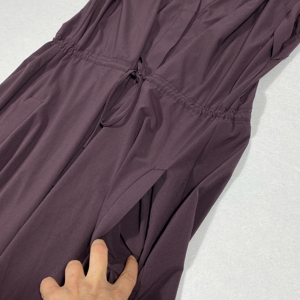 Athleta Mara Maxi Button Down Athleisure Travel Dress in wild raisin size large - Picture 8 of 16